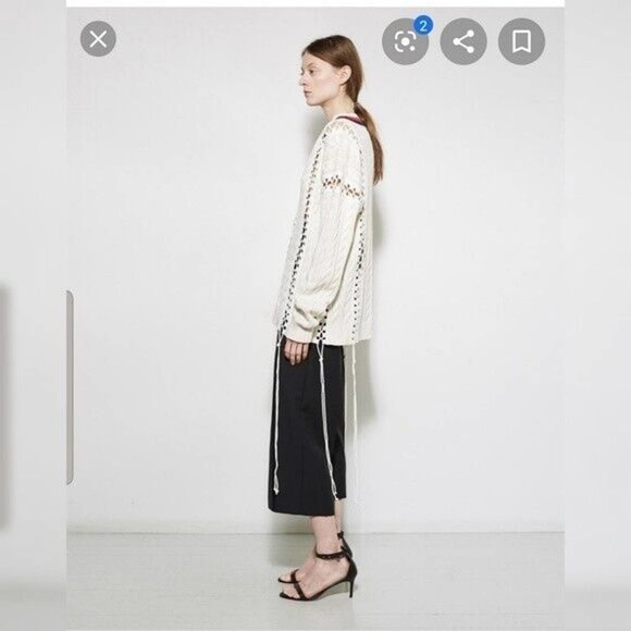 Alexander Wang Cricket Cable Knit Pullover Flights Lace Up Sweater White… - Picture 14 of 16